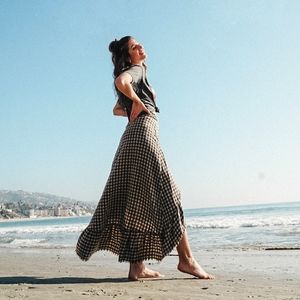 Vintage Havana Plaid Ruffle Wrap Skirt